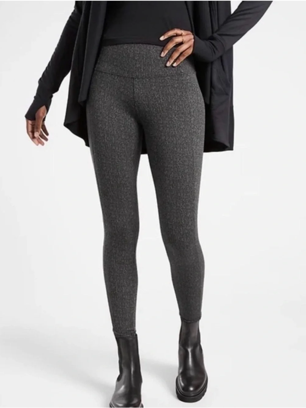 Athleta Delancey Charcoal Gray Ponte High-Rise Skinny Leggings